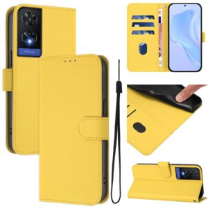 Tel1 TCL 505 Skin Feel Solid Color Θήκη Βιβλίο - Yellow