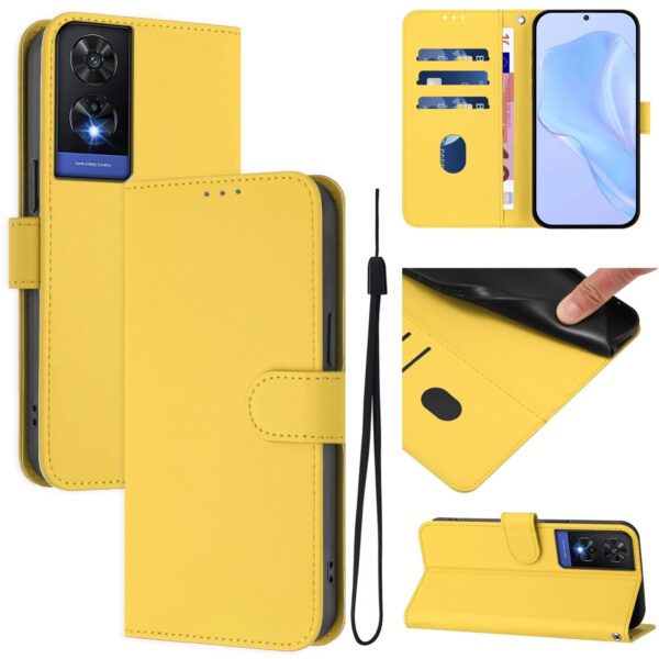 Tel1 TCL 505 Skin Feel Solid Color Θήκη Βιβλίο - Yellow