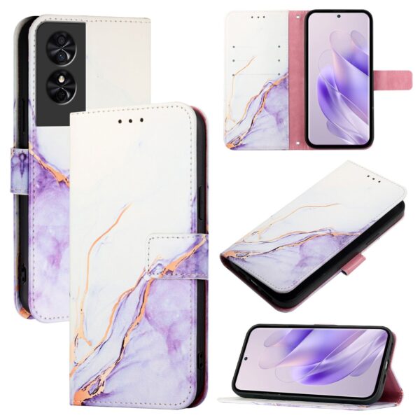 Tel1 TCL 50 SE Marble Pattern Θήκη Βιβλίο - Purple