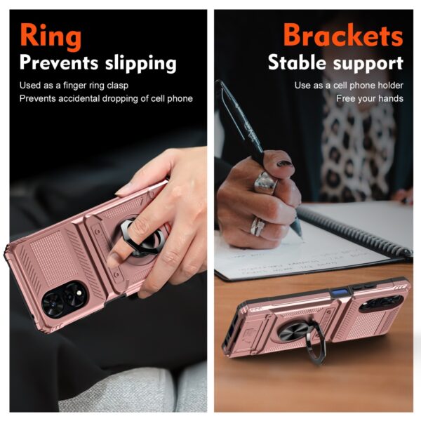 Forcell TCL 50 SE Hybrid Metal Ring Θήκη Σκληρή - Rose Gold