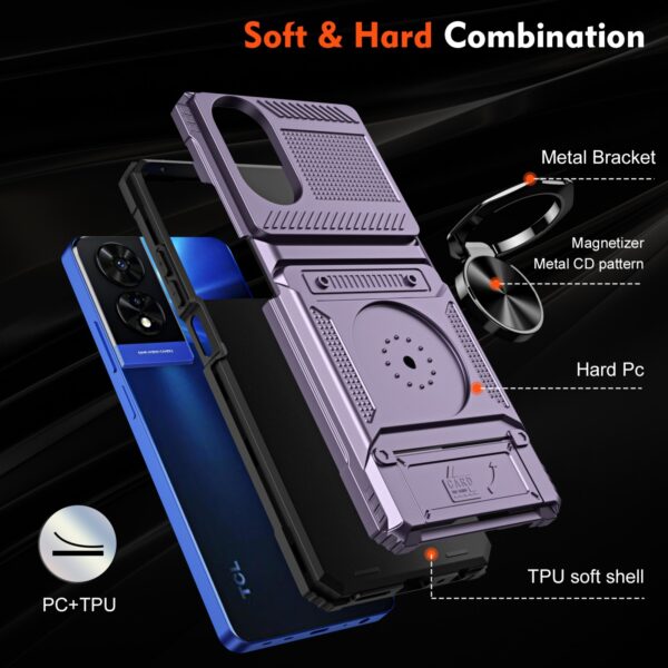 Forcell TCL 50 SE Hybrid Metal Ring Θήκη Σκληρή - Purple