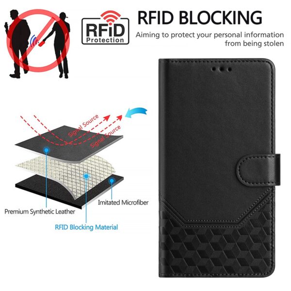 Tel1 TCL 50 SE Honeycomb Embossing RFID Θήκη Βιβλίο - Black