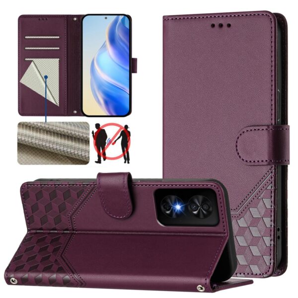 Tel1 TCL 50 SE Honeycomb Embossing RFID Θήκη Βιβλίο - Violet