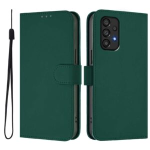 Tel1 Samsung Galaxy A33 5G Skin Feel Solid Color with Lanyard Θήκη Βιβλίο - Deep Green