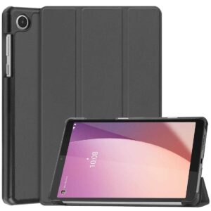 Θήκη Lenovo Tab M8 Gen 4 8" Μαύρη Custer Pure Color 3-Fold Holder Tablet Case Black