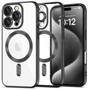 Forcell iPhone 16 Pro MagSafe Electro Θήκη Με Πλαίσιο Σιλικόνης Διάφανη - Black