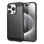 Forcell iPhone 16 Pro Brushed Carbon Θήκη Σιλικόνης - Black