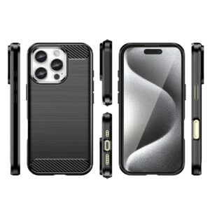 Forcell iPhone 16 Pro Brushed Carbon Θήκη Σιλικόνης - Black