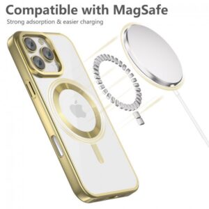 Tech Protect iPhone 16 Pro MagSafe Θήκη Με Πλαίσιο Σιλικόνης Διάφανη - Satin Gold