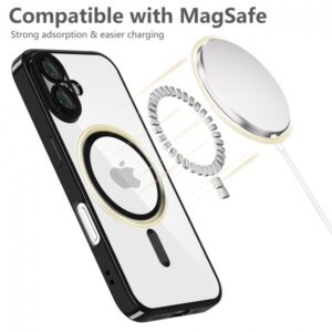 Tech Protect iPhone 16 MagSafe Shiny Θήκη Με Πλαίσιο Σιλικόνης Διάφανη - Black