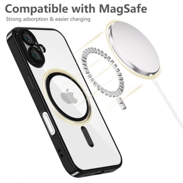 Tech Protect iPhone 16 MagSafe Shiny Θήκη Με Πλαίσιο Σιλικόνης Διάφανη - Black
