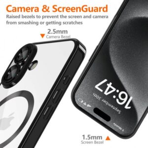 Tech Protect iPhone 16 MagSafe Shiny Θήκη Με Πλαίσιο Σιλικόνης Διάφανη - Black