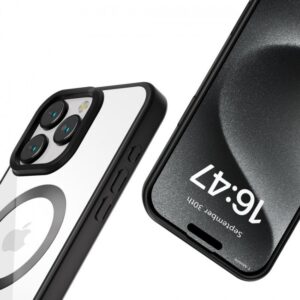 Tech Protect iPhone 16 Pro Max MagSafe Θήκη Με Πλαίσιο Σιλικόνης Διάφανη- Satin Black