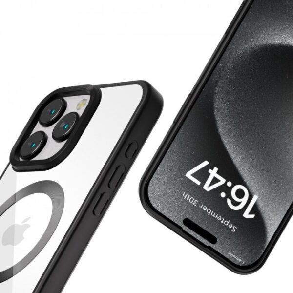 Tech Protect iPhone 16 Pro Max MagSafe Θήκη Με Πλαίσιο Σιλικόνης Διάφανη- Satin Black