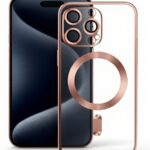 Forcell iPhone 16 Pro Max Magsafe Electro Mag Θήκη Σιλικόνης Διάφανη - Rose Gold