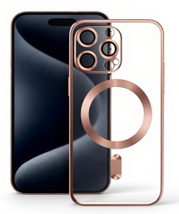 Forcell iPhone 16 Pro Max Magsafe Electro Mag Θήκη Σιλικόνης Διάφανη - Rose Gold