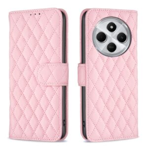 ENKAY Xiaomi Redmi 14C 4G / Poco C75 Diamond Lattice Magnetic Flip Θήκη Βιβλίο - Pink