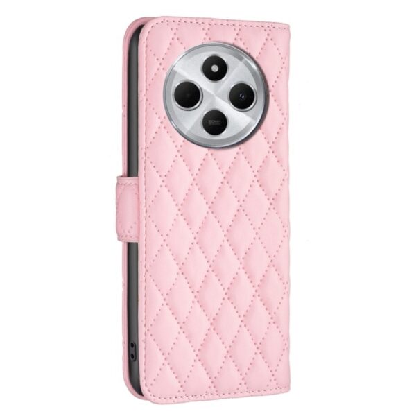 ENKAY Xiaomi Redmi 14C 4G / Poco C75 Diamond Lattice Magnetic Flip Θήκη Βιβλίο - Pink
