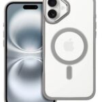Forcell iPhone 16 Plus MagSafe Color Edge Θήκη Με Πλαίσιο Σιλικόνης Διάφανη - Grey