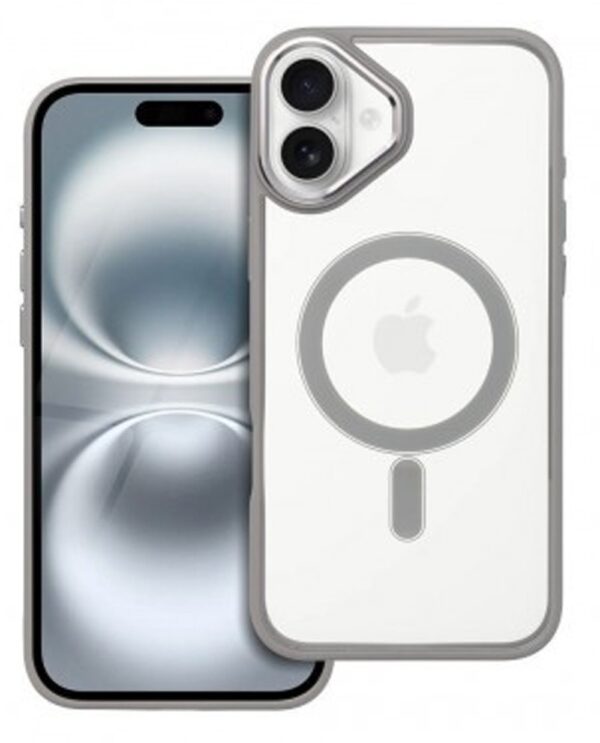 Forcell iPhone 16 Plus MagSafe Color Edge Θήκη Με Πλαίσιο Σιλικόνης Διάφανη - Grey