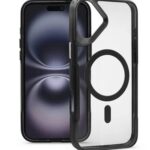 Forcell iPhone 16 MagSafe Ergofit Θήκη Με Πλαίσιο Σιλικόνης Διάφανη - Black