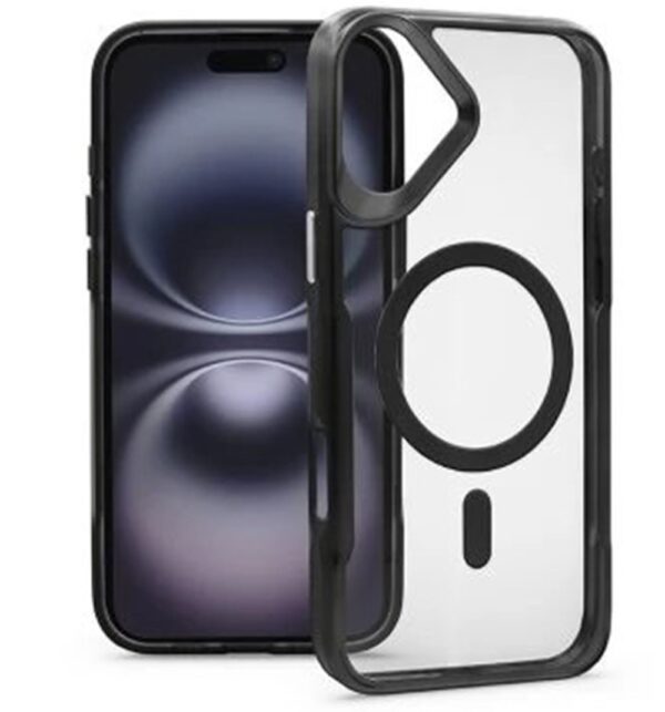 Forcell iPhone 16 MagSafe Ergofit Θήκη Με Πλαίσιο Σιλικόνης Διάφανη - Black