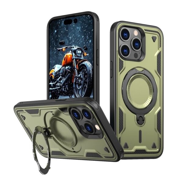 Forcell iPhone 16 Pro Max Hybrid Armor Holder Θήκη Σκληρή - Green