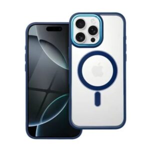 Forcell iPhone 16 Pro Max MagSafe Color Edge Shockproof Θήκη με Πλαίσιο Σιλικόνης Διάφανη - Blue