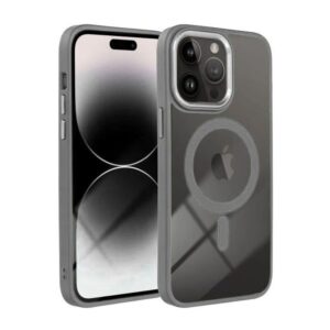 Forcell iPhone 16 Pro Max MagSafe Color Edge Θήκη Με Πλαίσιο Σιλικόνης Διάφανη - Titanium Grey