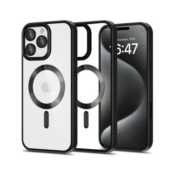 Tech Protect iPhone 16 Pro Max MagSafe Θήκη Με Πλαίσιο Σιλικόνης Διάφανη - Black