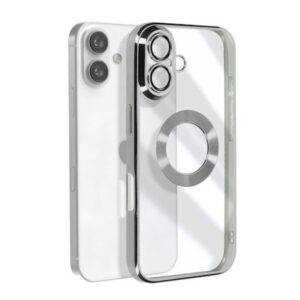 Forcell iPhone 16 Plus Glam Θήκη Με Πλαίσιο Σιλικόνης Διάφανη - Silver