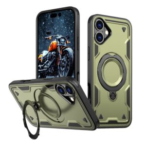 Forcell iPhone 16 Plus Hybrid Armor Holder Θήκη Σκληρή - Green