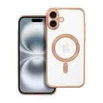 Forcell iPhone 16 Plus MagSafe Electro Θήκη Με Πλαίσιο Σιλικόνης Διάφανη - Gold