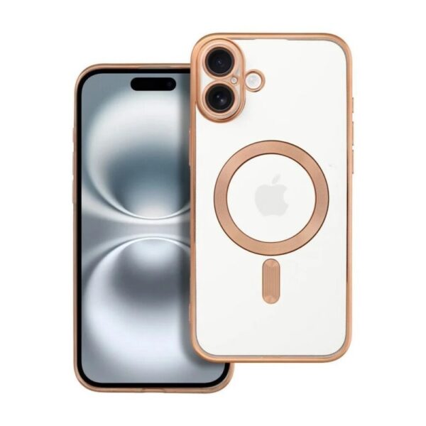 Forcell iPhone 16 Plus MagSafe Electro Θήκη Με Πλαίσιο Σιλικόνης Διάφανη - Gold