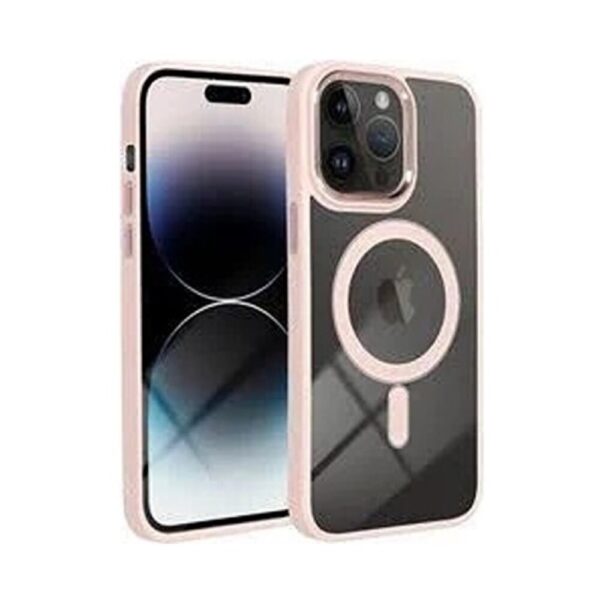 Forcell iPhone 16 Pro MagSafe Color Edge Θήκη Με Πλαίσιο Σιλικόνης Διάφανη - Pink