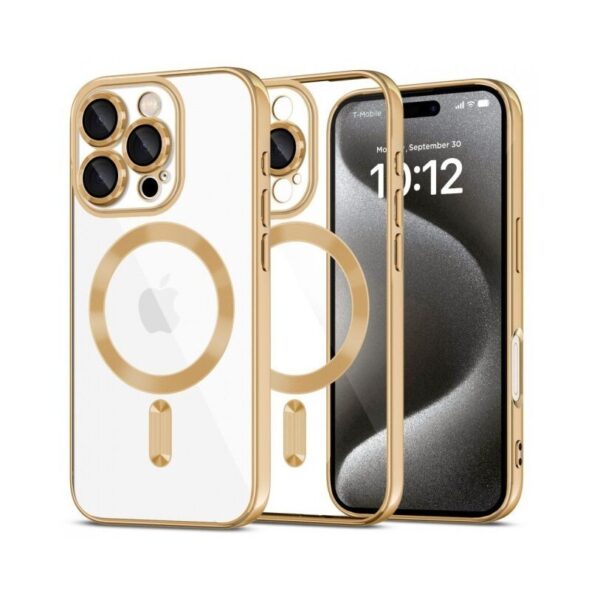 Tech Protect iPhone 16 Pro MagSafe Θήκη Με Πλαίσιο Σιλικόνης Διάφανη - Shiny Gold