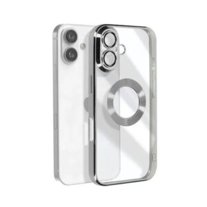 Forcell iPhone 16 Glam Θήκη Με Πλαίσιο Σιλικόνης Διάφανη - Silver