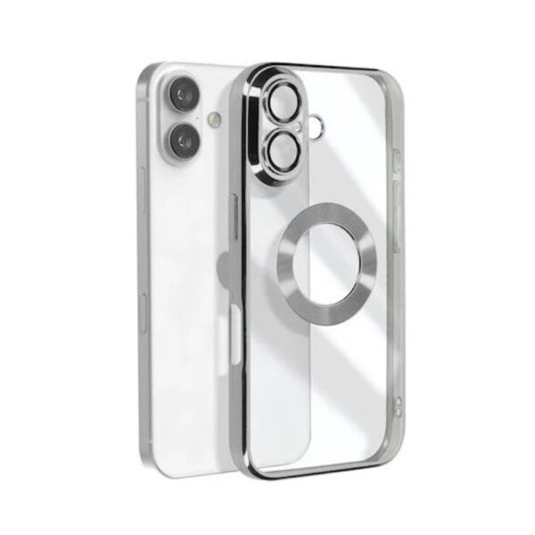 Forcell iPhone 16 Glam Θήκη Με Πλαίσιο Σιλικόνης Διάφανη - Silver