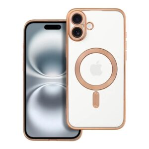 Forcell iPhone 16 MagSafe Electro Θήκη Με Πλαίσιο Σιλικόνης Διάφανη - Gold
