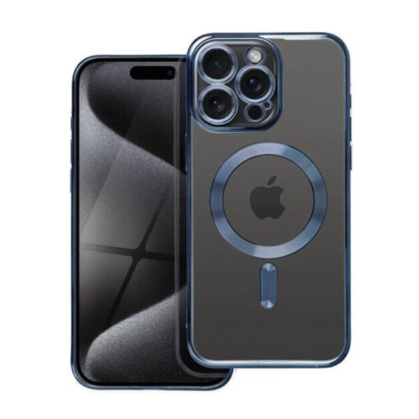 Forcell iPhone 15 Pro Max MagSafe Electro Θήκη Με Πλαίσιο Σιλικόνης Διάφανη - Blue Titanium