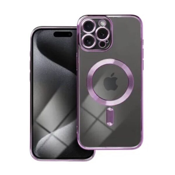 Forcell iPhone 15 Pro Max MagSafe Electro Θήκη Με Πλαίσιο Σιλικόνης Διάφανη - Purple