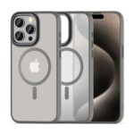 Forcell iPhone 15 Pro Max MagSafe Color Edge Θήκη Με Πλαίσιο Σιλικόνης Διάφανη - Titanium Grey