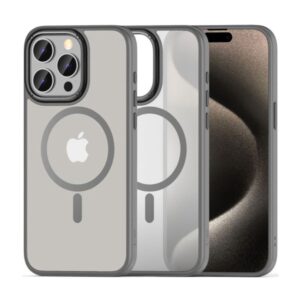 Forcell iPhone 15 Pro Max MagSafe Color Edge Θήκη Με Πλαίσιο Σιλικόνης Διάφανη - Titanium Grey