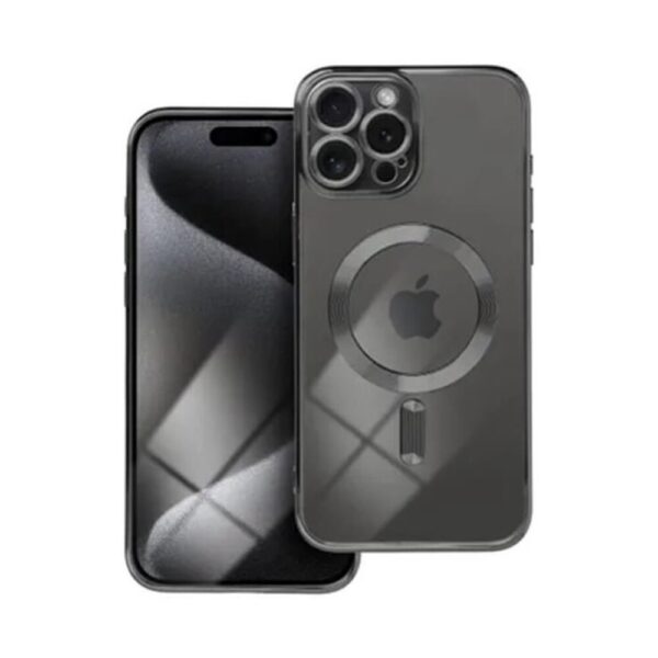 Forcell iPhone 13 Pro MagSafe Electro Θήκη Με Πλαίσιο Σιλικόνης Διάφανη - Black