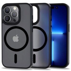 Tech Protect iPhone 12 Pro Max MagSafe Matte Θήκη Με Πλαίσιο Σιλικόνης Διάφανη - Black