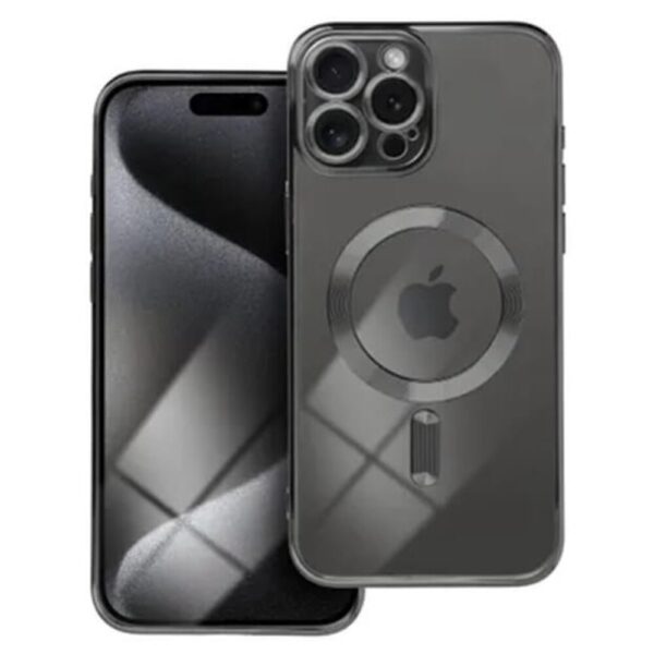 Forcell iPhone 12 Pro Max MagSafe Electro Θήκη Με Πλαίσιο Σιλικόνης Διάφανη - Black