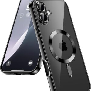 Forcell iPhone 16 Plus MagSafe Electro Θήκη Με Πλαίσιο Σιλικόνης Διάφανη - Black