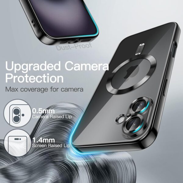 Forcell iPhone 16 Plus MagSafe Electro Θήκη Με Πλαίσιο Σιλικόνης Διάφανη - Black