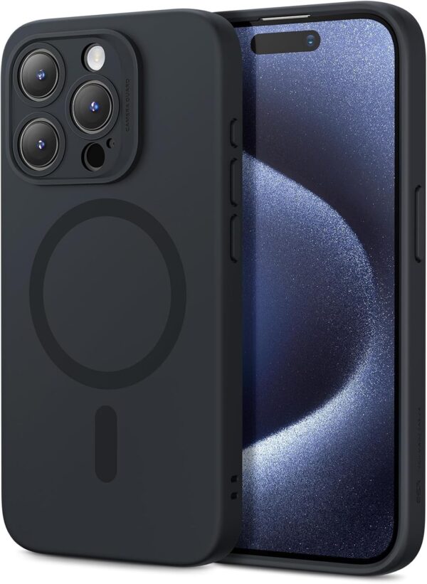 Forcell iPhone 15 Pro Max MagSafe Θήκη Σιλικόνης - Black