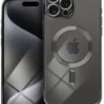 Forcell iPhone 14 Pro MagSafe Electro Θήκη Με Πλαίσιο Σιλικόνης Διάφανη - Black